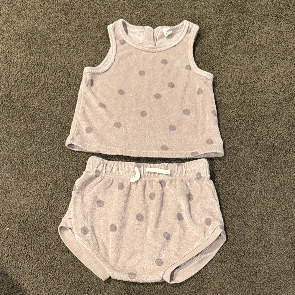 Quincy Mae Mauve Polka Dot Kids Tank Top and Shorts Set
